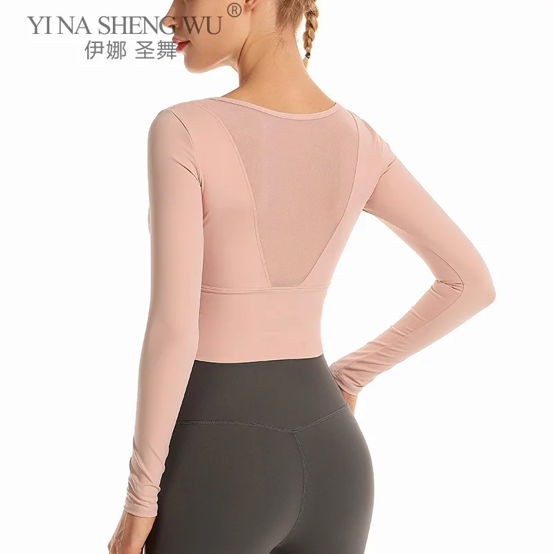 

Женские топы для тренажерного зала, йоги, рубашки для йоги, рубашки с длинным рукавом для тренировок, фитнеса, бега, спорта с нагрудной подушкой, сетчатые футболки, тренировочная Спортивная одежда для йоги