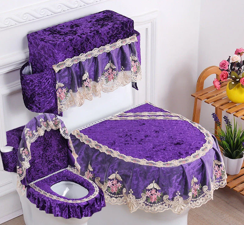 fyjafon 3pcs toilet seat cover washable toilet cover tank cover with storage bags bathroom plush blue red toilet overcoat free global shipping