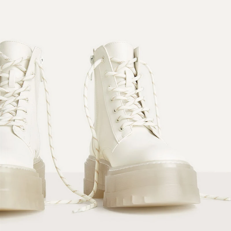 Женские ботильоны на платформе Полусапожки из натуральной кожи Прозрачные