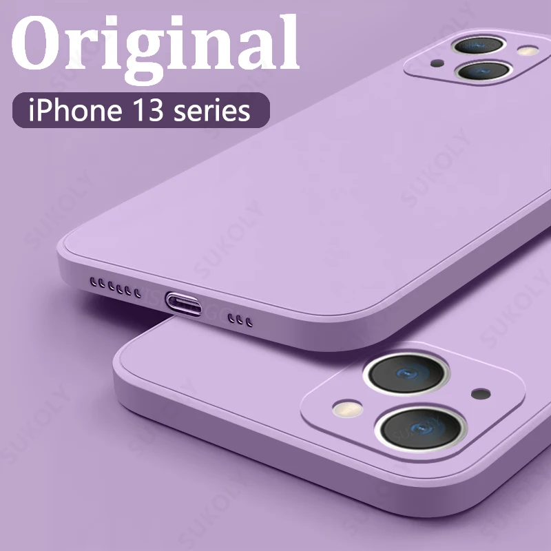 

For iPhone 13 Pro Max 12 Mini 11 XR XS Max 8 7 6S Plus SE 2020 Shockproof Lens Protection Soft Cover Square Liquid Silicone Case