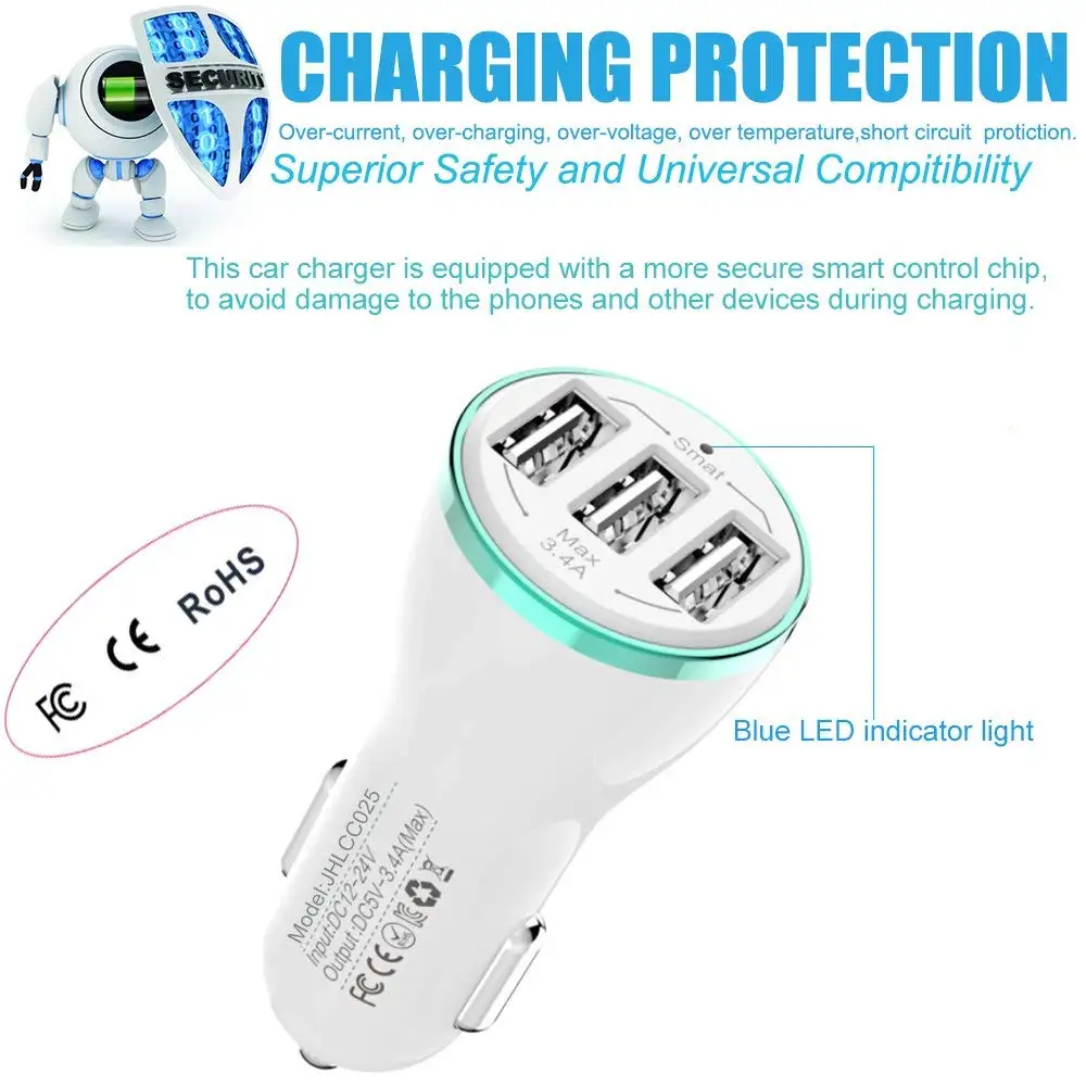 Мобильный телефон зарядное устройство быстрый USB автомобильный адаптер 3.4A 3