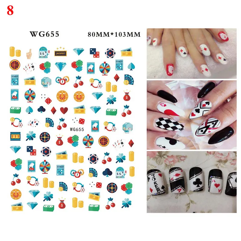

Adhesive 3D Square Plum Blossom Playing Card DIY Manicure Accessories Manicure Nail Decals Nail Art Stickers Nail Slider