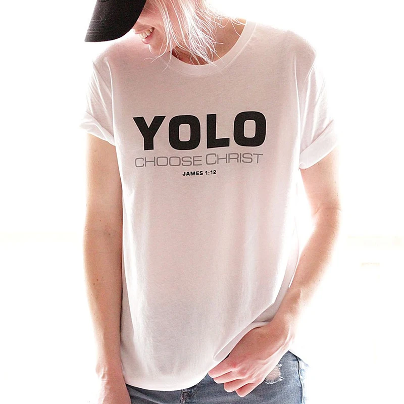 

Faith Jesus Cotton Casual Short Soft Girls Tshirt YOLO Choose Christ Summer Drop Ship Woman T-shirt Harajuku Ulzzang Tumblr Tee