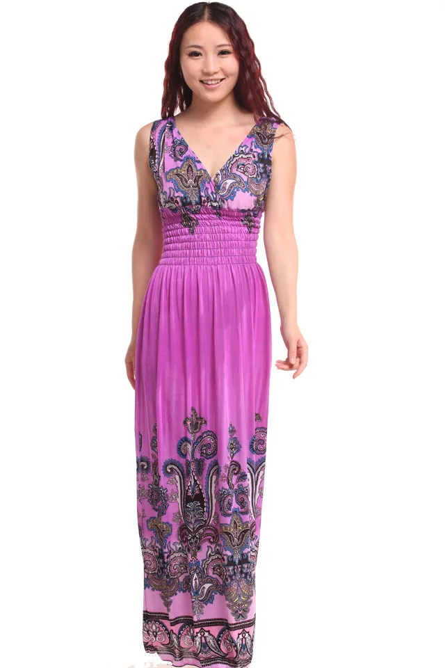 Платье женское пляжное в стиле бохо элегантный длинный сарафан-туника пикантная