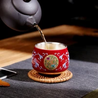 silver tea mug 999 pure silver handmade porcelain teacup set color kung fu make tea single cup ceramic gift for friends