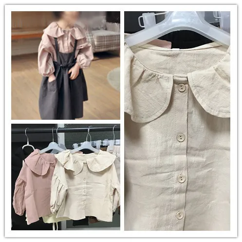 Осенняя детская одежда в Корейском стиле хлопковая кукольная рубашка с мятой