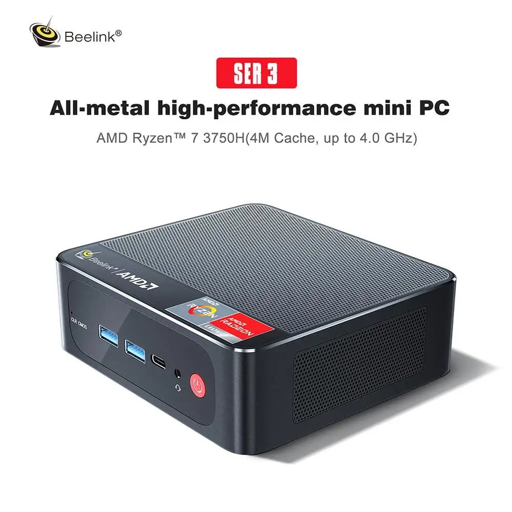 

Beelink SER3 Gaming Mini PC Windows 10 Computer AMD Ryzen 7 3750H 4GHz 4C/8T 4K UHD Triple Display Office AMD Radeon RX Vega 10