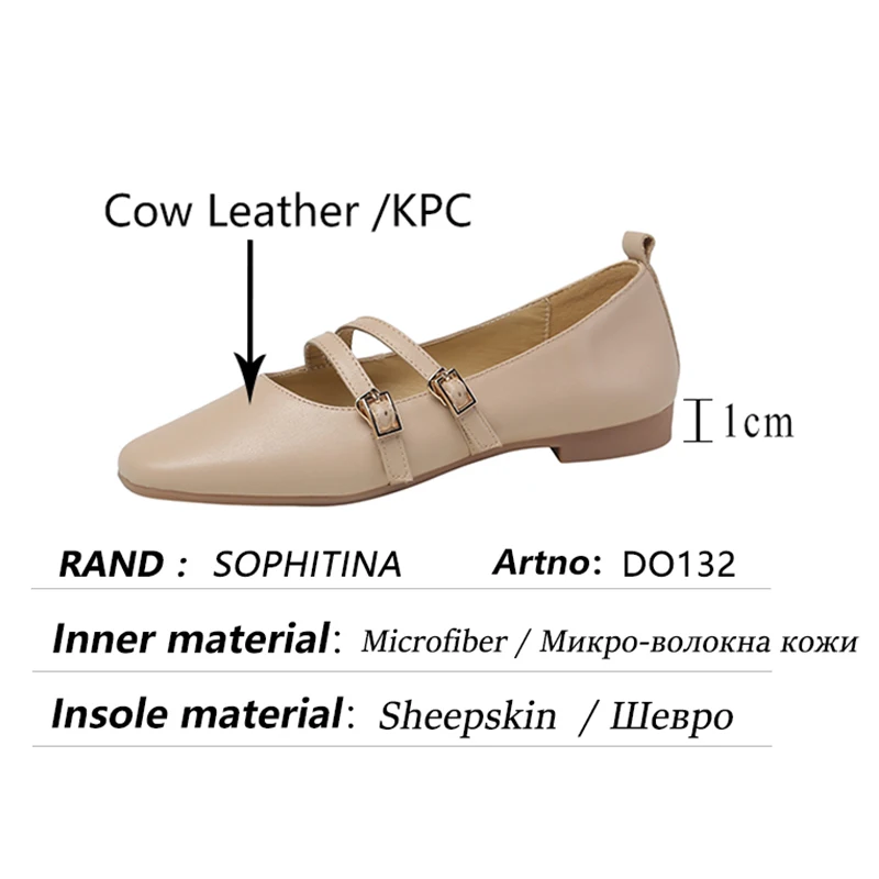 

SOPHITINA Women Flats Fashion Retro Mary Janes Genuine Leather Shoes TPR Buckle Strap Red Wine Casual Office Lady Shoes DO132