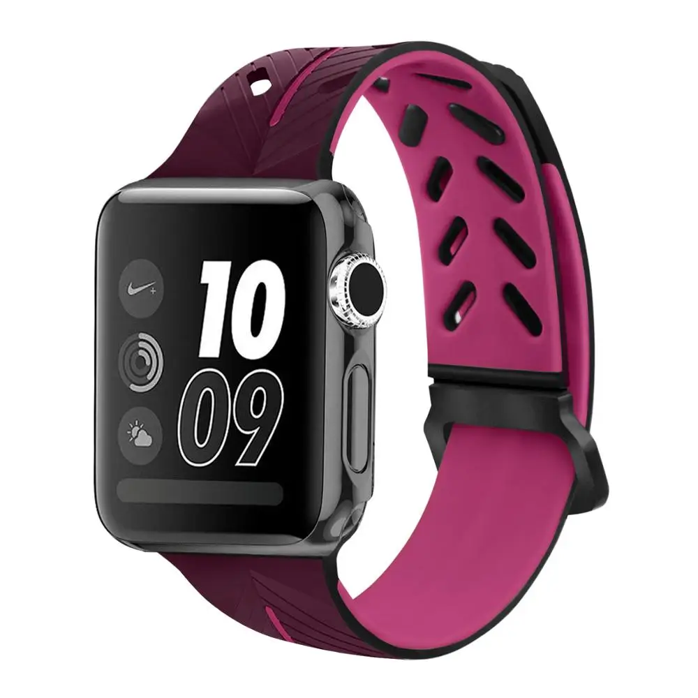 Ремешок для Apple Watch 38 мм 42 мм iWatch 4 ремешок 44 мм 40 мм спортивный силиконовый ремень браслет correa Apple watch 5 4 3 2 аксессуары - Цвет ремешка: Deep red wine