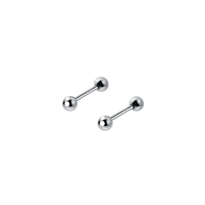 

MloveAcc Real 925 Sterling Silver Charm Mini Beads Screw-back Stud Earrings for Women Wedding Party Fine S925 Jewelry