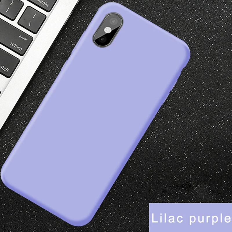 Lilac-purple Роскошный тонкий мягкий официальный силиконовый чехол для iphone 7 8 6S 6 Plus X XS 11 Pro Чехол для MAX XR для Apple iphone X 10 чехол Coque - Цвет: Lilac-purple