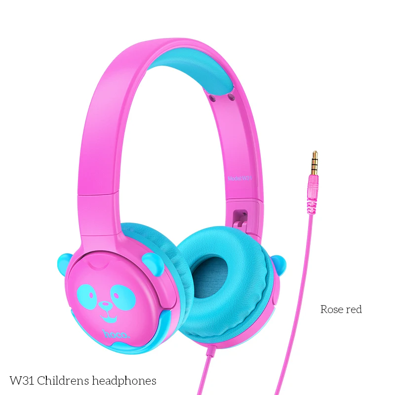W31 Childrens Wired Headphones With Microphone 85dB Over-Ear Cartoon Headphone 3.5MM Jack for Kids Girls Mobile Phone Gift | Электроника