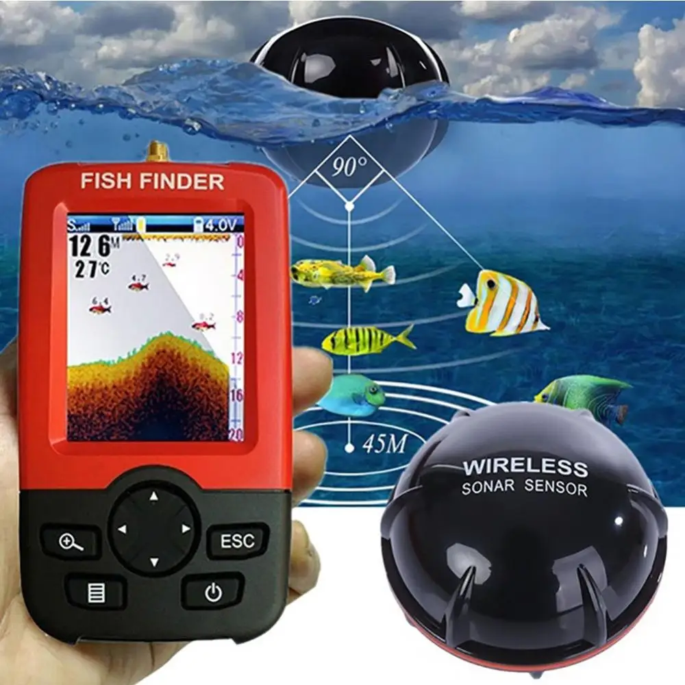 Рыболокатор портативный для озерной и морской рыбалки умный глубинный сигнал