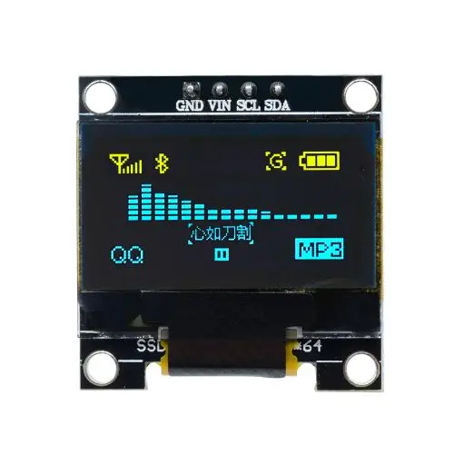 yellow blue 0,96 дюймовый IIC igc серийный OLED дисплей модуль 128X64 igc SSD1306 ультра низкая мощность плата с ЖК-экраном GND VCC SCL SDA для Arduino DIY - Цвет: yellow blue