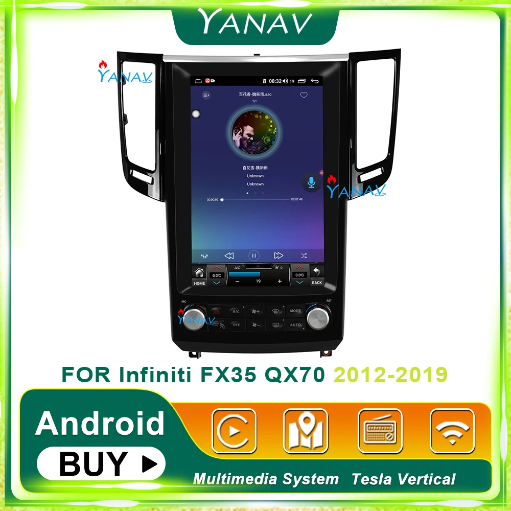 

Автомобильная стерео-система 12,1 дюйма с GPS-навигацией для-Infiniti FX35 QX70 2012-2019, автомобильный радиоприемник, мультимедийный плеер с вертикальны...