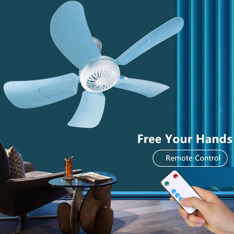 

5 Blades Mini Ceiling Fan 220V Remote Control Timing Hanging Fan Household Dormitory Bed Air Cooling Fans