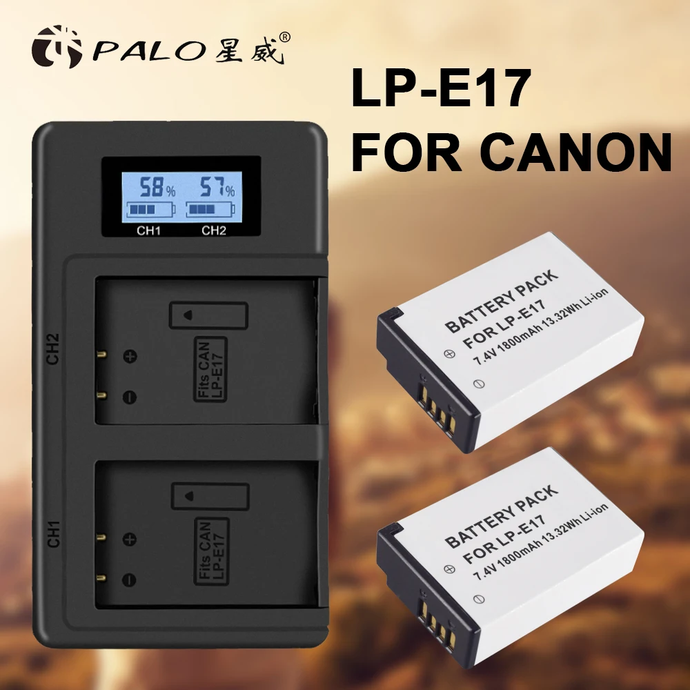 

PALO LPE17 LP E17 LP-E17 Battery + LCD USB Dual Charger for Canon EOS 200D M3 M6 750D 760D T6i T6s 800D 8000D Kiss X8i Cameras