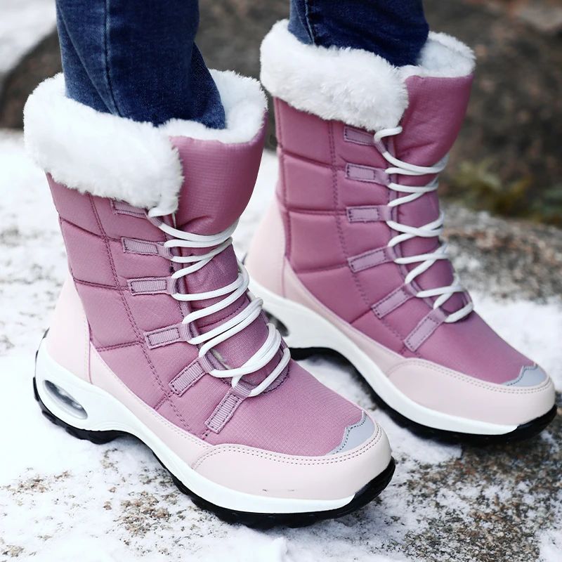 

Outdoor Casual Women's Shoes Winter High-Top Snow Boots Plus Fleece Warm Cotton Zapato Female Waterproof Non-Slip Walking Scarpa
