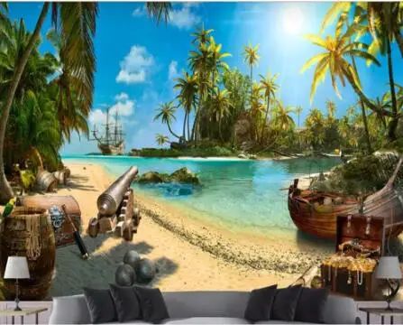 Beibehang papel де parede 3d обои волшебный пиратский остров сокровища пейзаж 3d обои фон декоративная настенная стена 3 d - Цвет: 16529458