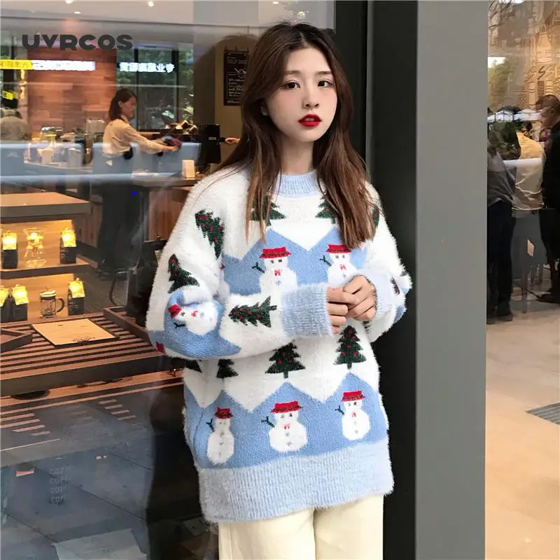 

UVRCOS 2020 Ugly Christmas Sweater autumn and winter new fashion thickening hippocampus Christmas snowman sweater sweater coat f