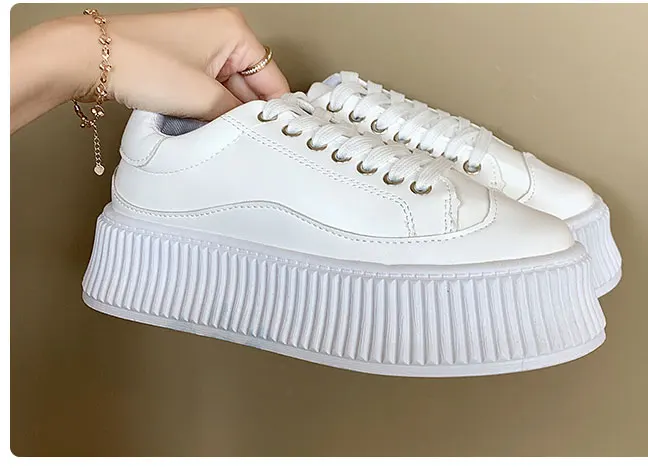 white Женские кроссовки на плоской подошве; коллекция года; сезон весна; мокасины; модная обувь на толстой мягкой подошве; женские лоферы; женская разноцветная обувь на платформе 4 см без застежки - Цвет: white