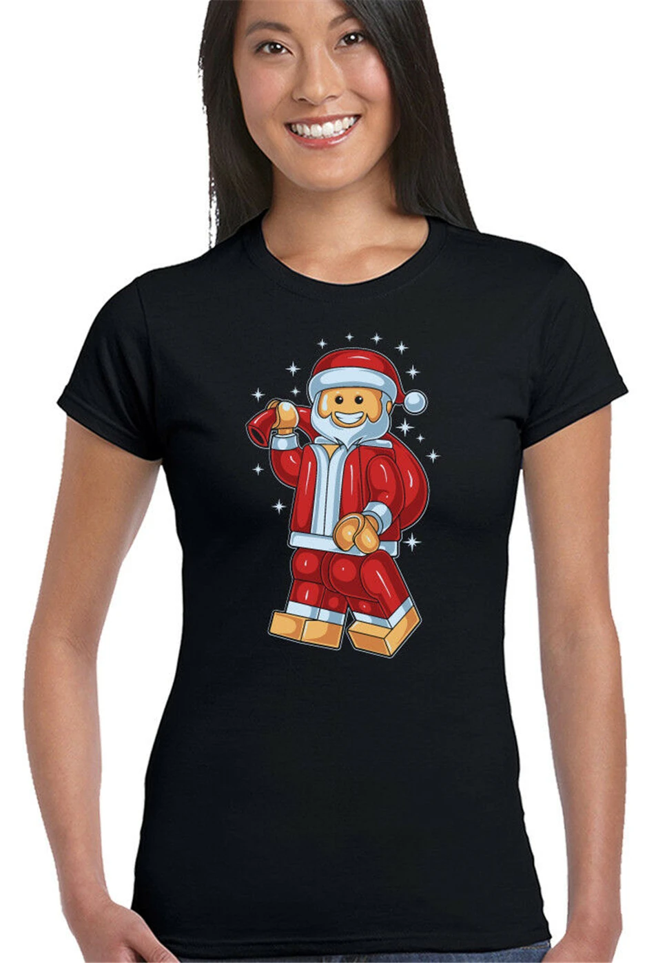 Женская забавная Рождественская футболка Lego Santa подарок на Рождество для фитнеса