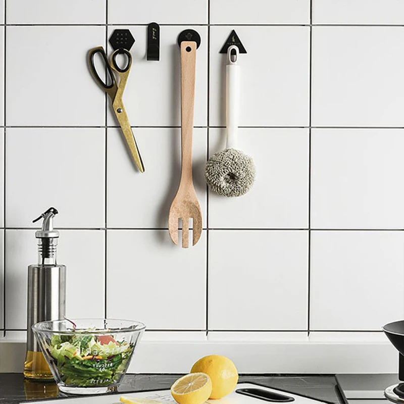 

4pcs Hook Household Kitchen Wall Door Stainless Steel Hook Hanger Creative Letter Wall Hooks