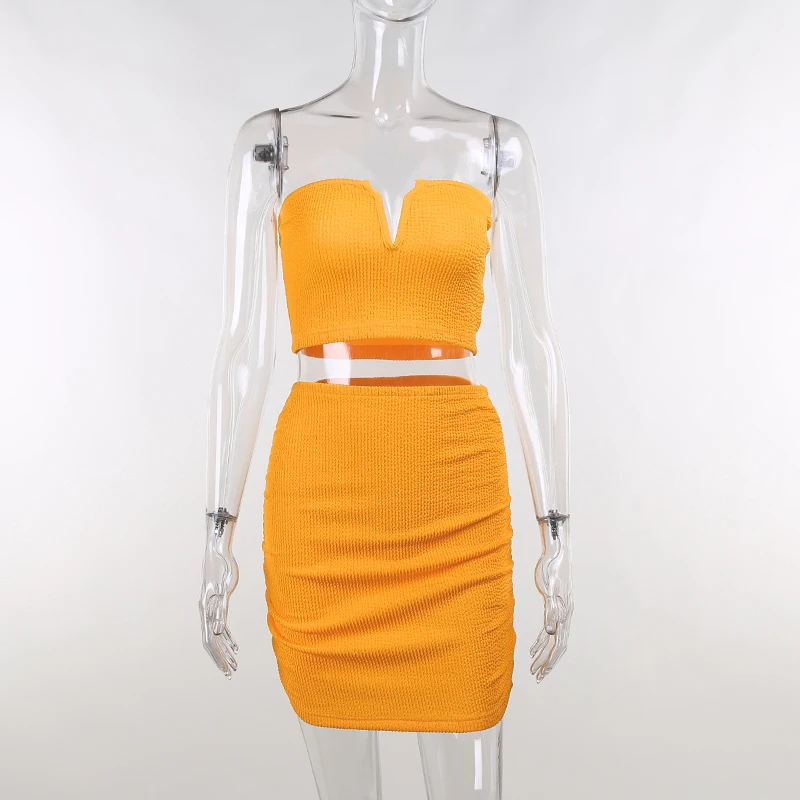 

LALUMAI women's sexy skirs Sling Suit Low cut 2021 summer solid color sexy navel wrapped skirt suit Two piece clothing suit