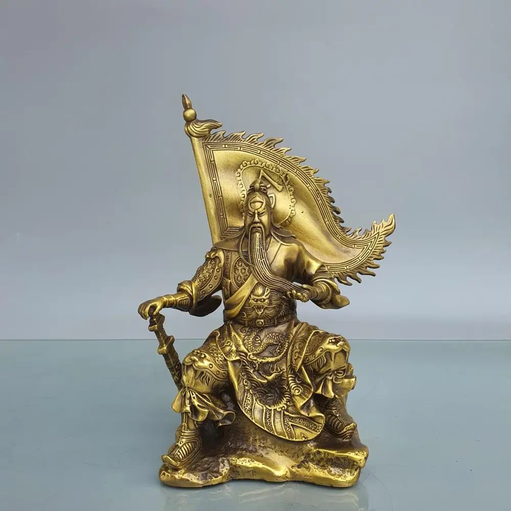 

Home Decor 7" Chinese Seikos Bronze Lingqi Guan Gong Buddha Statue Take the sword Zhao Cai Guan Gong Incarnation of Loyalty
