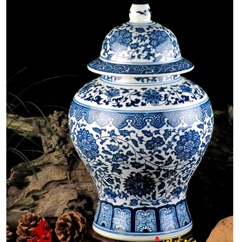 

34-45cm Chinese ancient Qianlong mark blue and white porcelain vase Ginger Jar Vase home decoration living room decoration