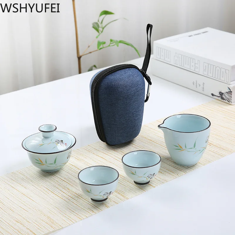 

Private Customize Chinese Tea set Tea Set Ceramic Portable Teapot Set Travel Gaiwan Tea Cups of Tea Ceremony Teacup Fine Gift