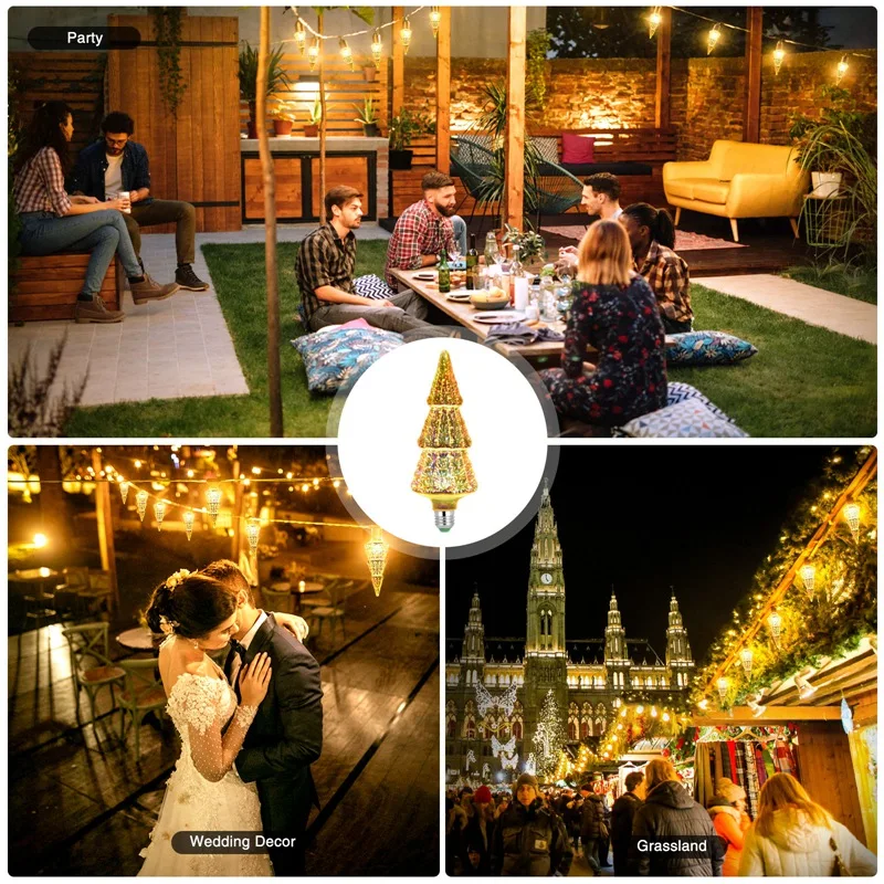 

Vintage Starry LED Bulbs Christmas Tree Shape Decorative Firework LED Bulbs 6W E27 LED Bulbs for Home Bar Bedroom