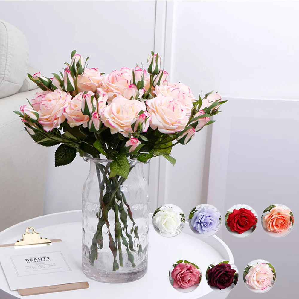 43cm Rose Pink Silk Peony Artificial Flowers Bouquet 2 Bracts Cheap Fake For Home Wedding Decoration Indoor | Дом и сад