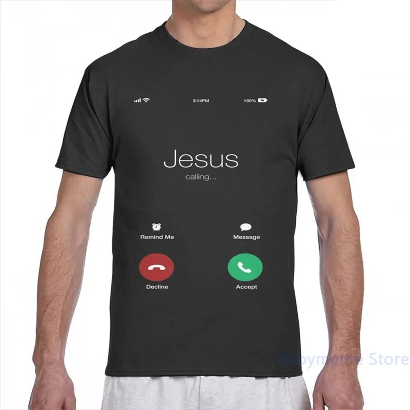 Забавная футболка с изображением Иисуса звонка Мужская христианского экрана