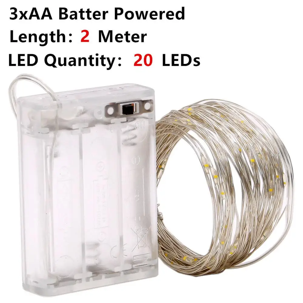 2M by AA Battery USB праздничный Сказочный светильник s гирлянда на батарейках светодиодный светильник-Гирлянда для украшения рождественской наружной гирлянды - Испускаемый цвет: 2M by AA Battery
