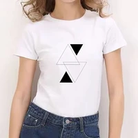 2021 triangle print white tshirt fashion casual white rushed t shirt recommend short sleeve cute art tee hipster grunge t shirt
