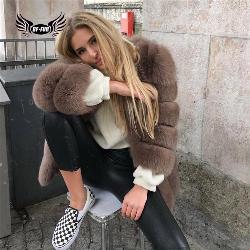 BFFUR женская шуба из натурального меха модная куртка Женские топы Модные средней длины Полосатое цельное зимнее пальто из цельной кожи