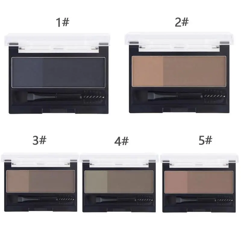 

Double Color Eyebrow Powder Makeup Palette Natural Brown Eye Brow Enhancers 3D Eye Brows Shadow Cake Beauty Kit with Brush