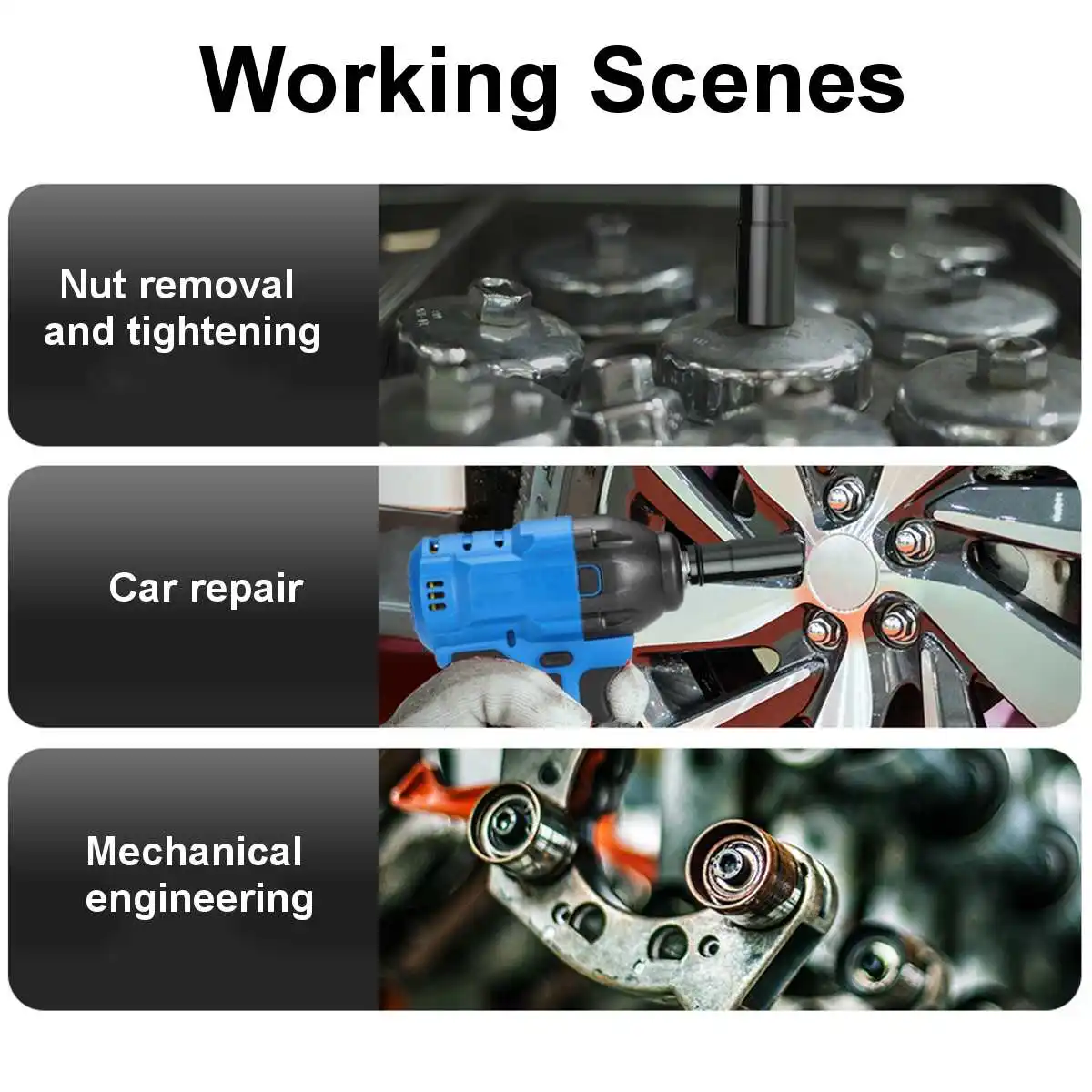 

2 in1 18V 520N.m. Li-Ion Brushless Cordless Electric 1/2"Wrench 1/4"Screwdriver Drill Replacement for Makita Battery