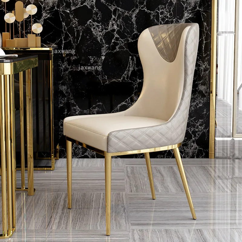 Итальянский светильник роскошные кожаные обеденные стулья из нержавеющей стали