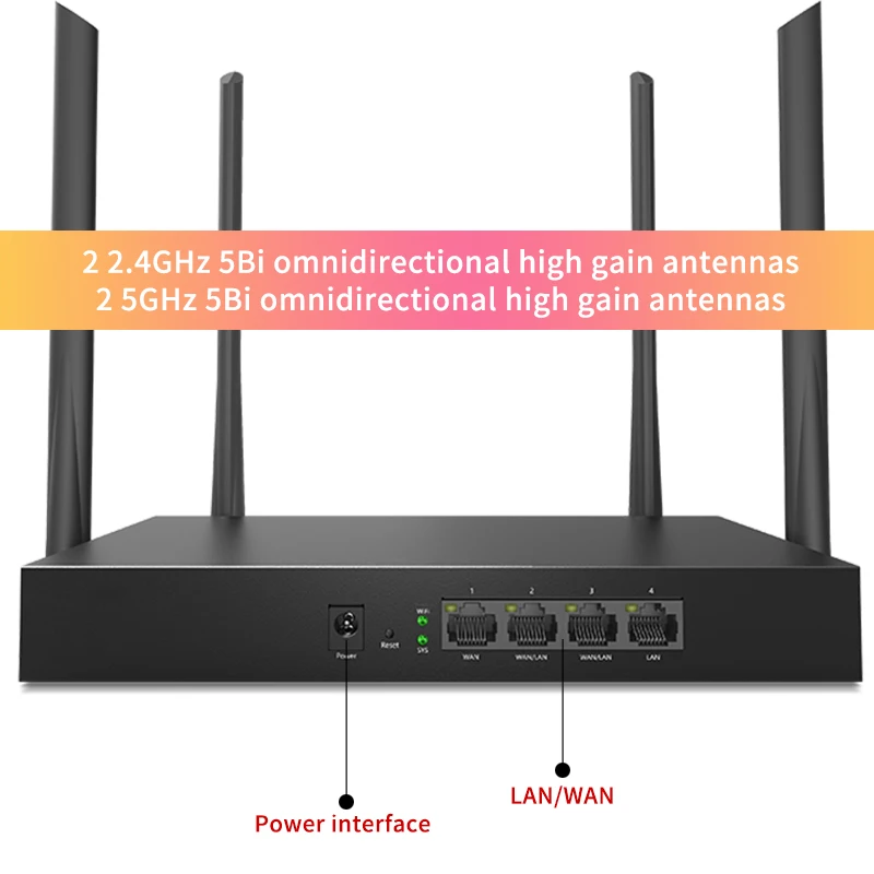 Двухдиапазонный беспроводной Wi-Fi роутер JSMAX JSW15E 1200M 11AC с антенной высоким