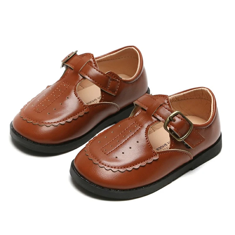 Повседневная кожаная обувь с Т-образным ремешком в британском стиле для