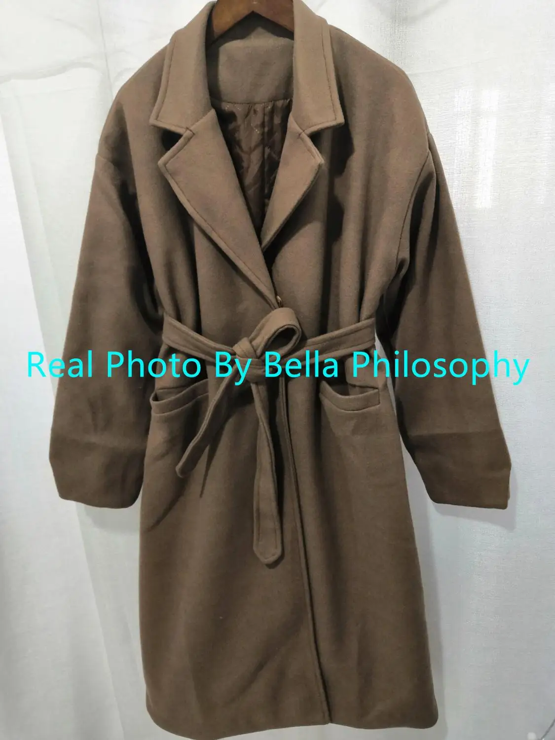 Женское шерстяное пальто Bella philosophy свободное однотонное с отложным воротником