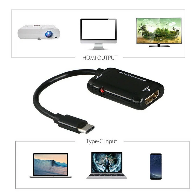 USB 3,1 type C в преобразование HDMI адаптер 1080P USB C в HDMI кабель для MHL мужчин и женщин HDMI конвертер для MHL мобильных телефонов