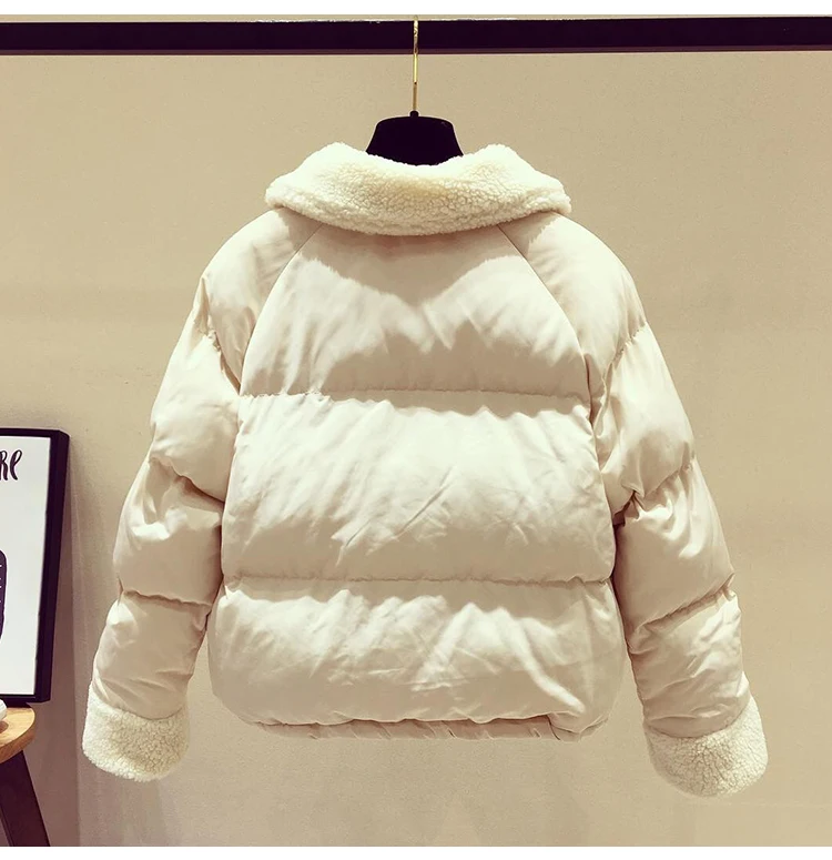 Зима Осень Повседневная Женская Корейская бежевая черная Лоскутная свободная