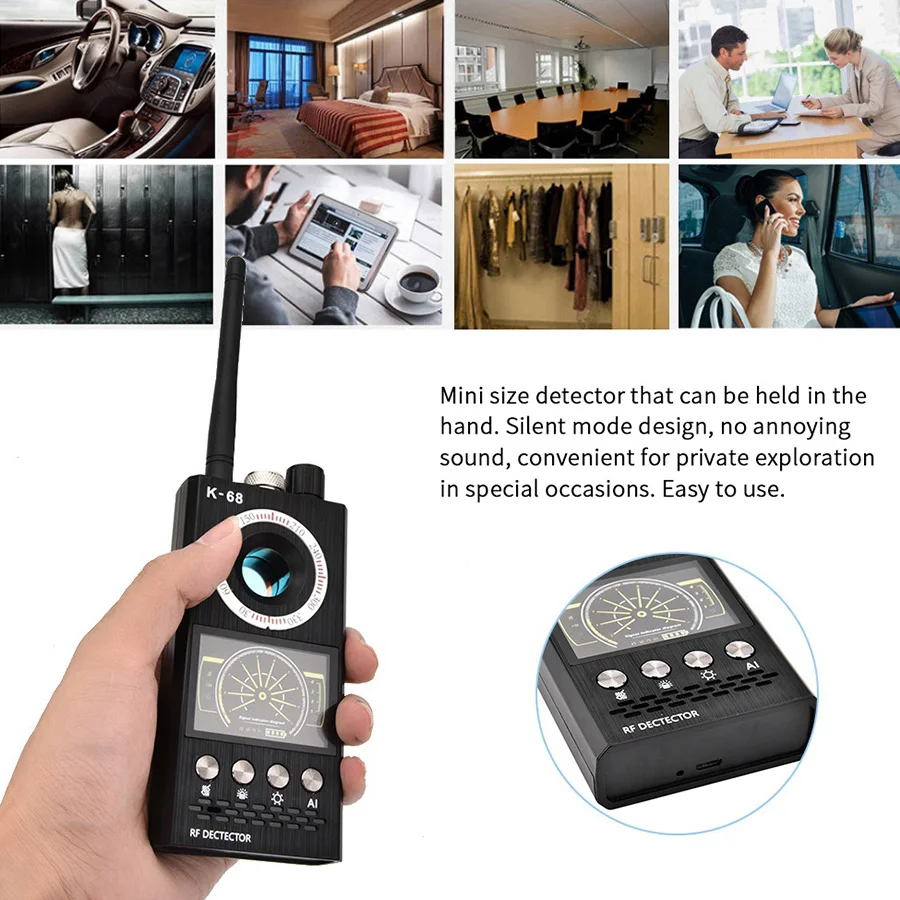 K68 RF сканер детектор шпионаж камера искатель ошибка детектор Wi-Fi сигнал gps радио телефон устройство Finder Личная защита безопасности