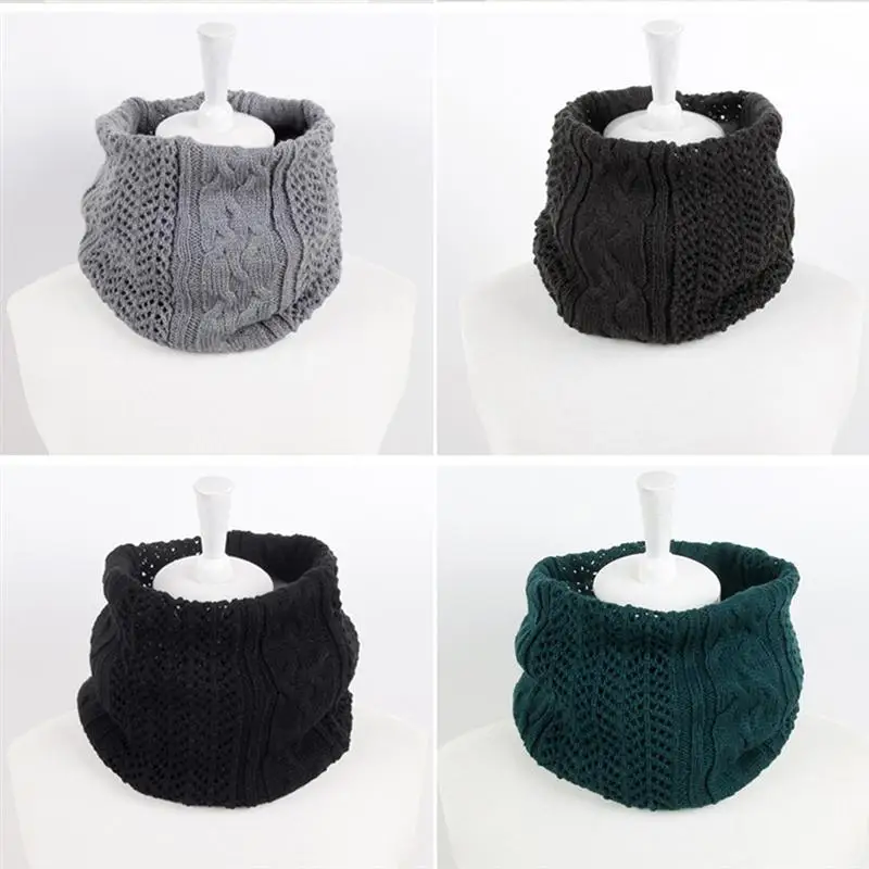Wool Knitted Soft Scarf Casual Style Single Loop Neck Winter Warmer Windproof (Dark Grey) | Аксессуары для одежды