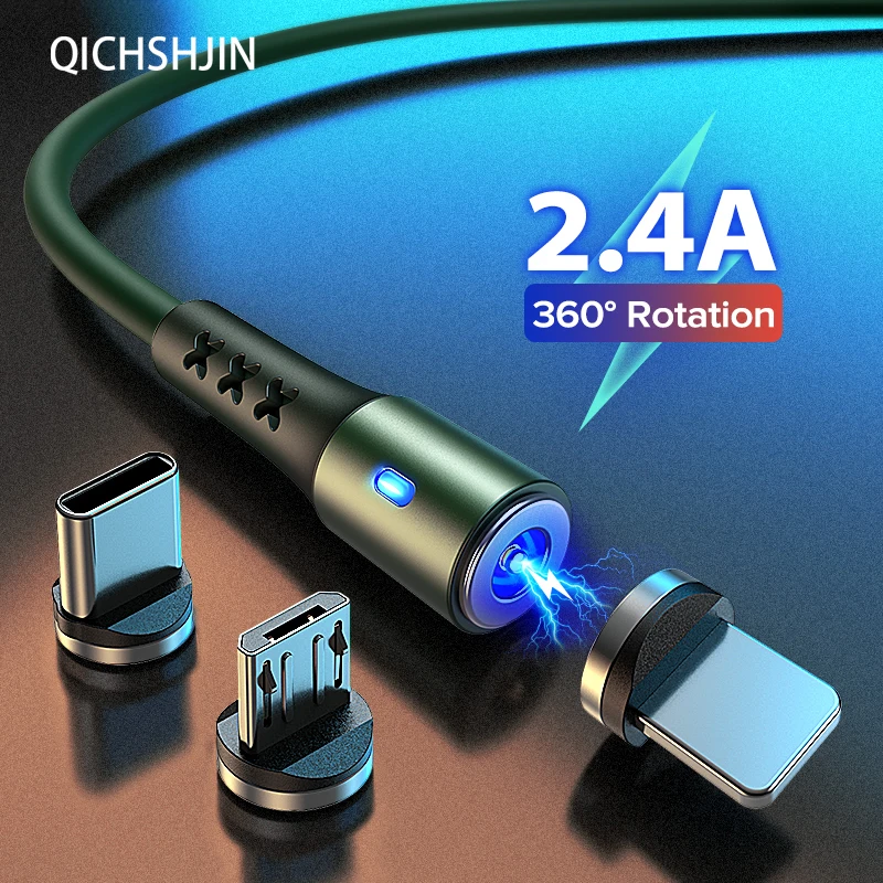 

QICHSHJIN Magnetic USB Cable Micro USB Fast Charging USB Type C Phone Cable Charger For iPhone 11 Pro Xiaomi USB C Magnet Cord