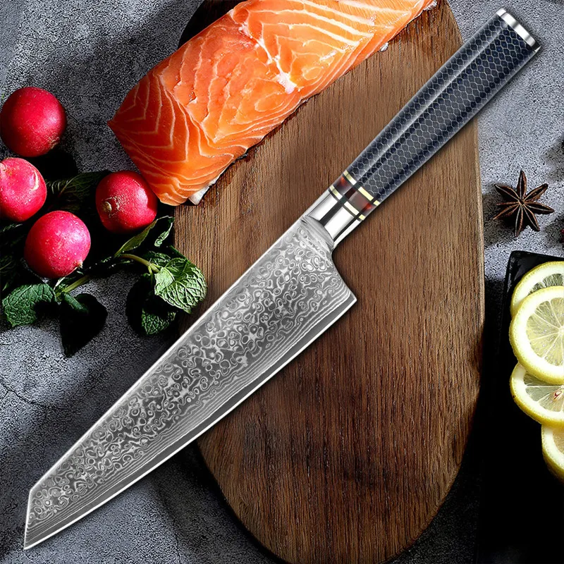 Damascus Chefs Knife Honeycomb Resin Handle Knife Cooking Fish Sashimi Knife Western-style Meat Cleaver Resin Handle 8 inch
