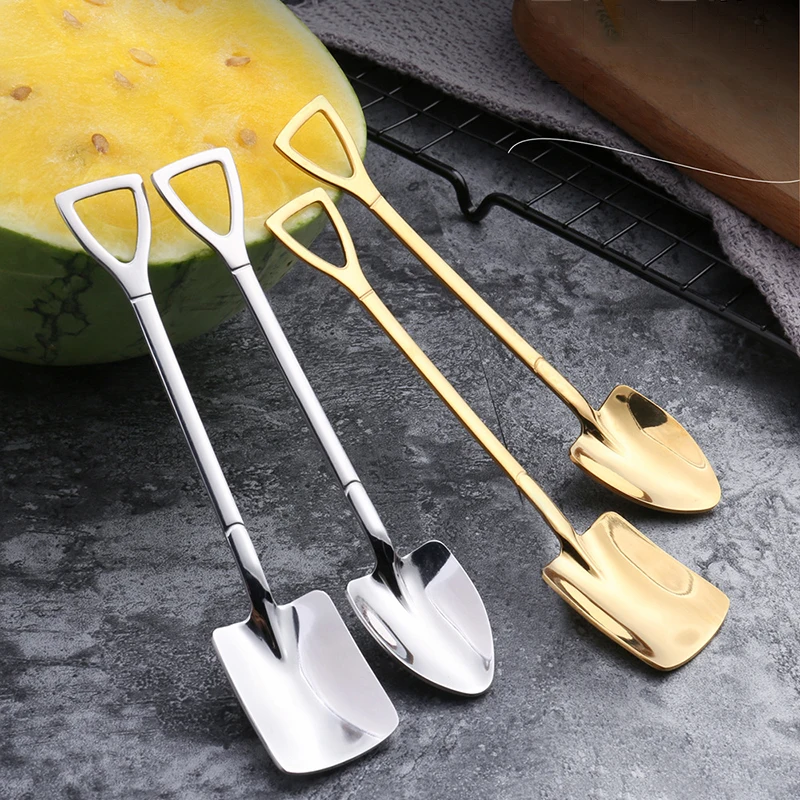 

4Pcs Stainless Steel Coffee Spoon Shovel Set Creative Ice Cream Spoon Shovel Christmas Gift Tea Spoon Tableware Christmas Gift